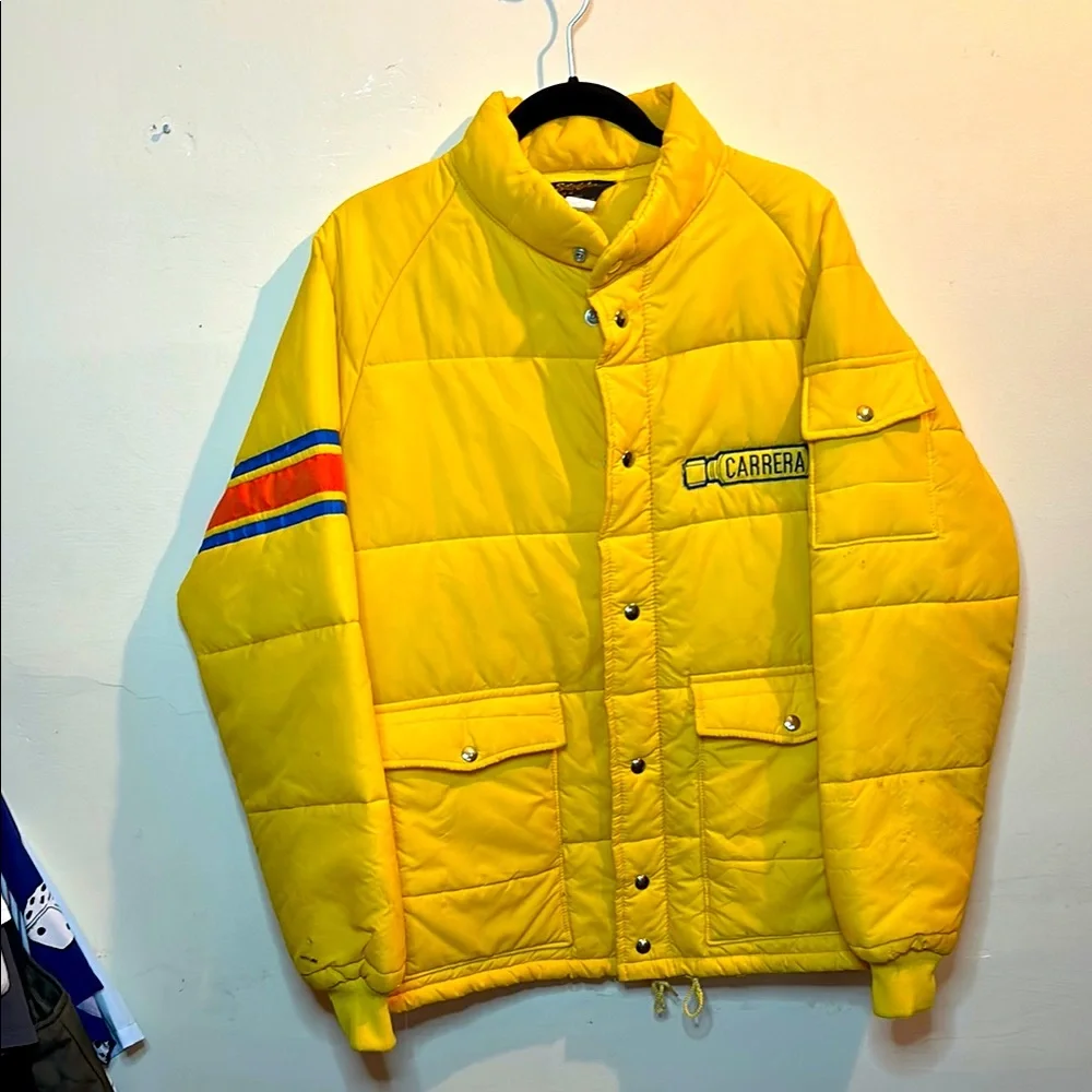 vintage Carrera Yellow racing team jacket mens varsity Porsche auto fashion L
